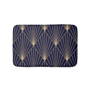 Geometrisch Abstract Donkerblauw Goud Badmat
