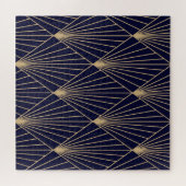 Geometrisch Abstract Donkerblauw Goud Legpuzzel (Horizontaal)