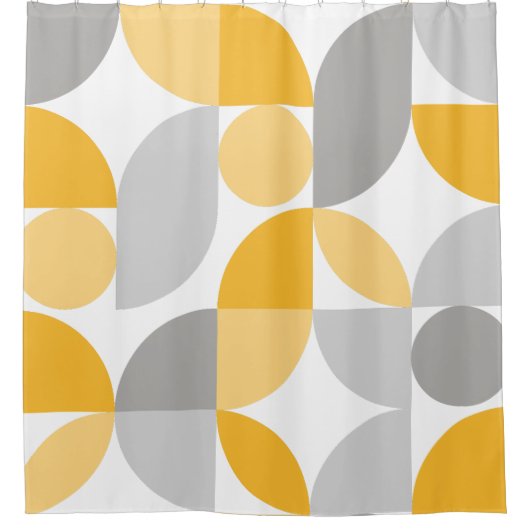Geometrisch Abstract Geel Grijs Mid Century Modern Douchegordijn (Voorkant)