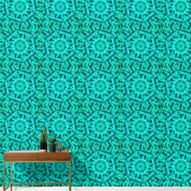 Geometrisch abstract groen ontwerp behang (Hal)