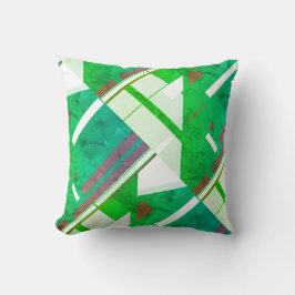 Geometrisch Abstract groen rood wit gefronste blik Kussen
