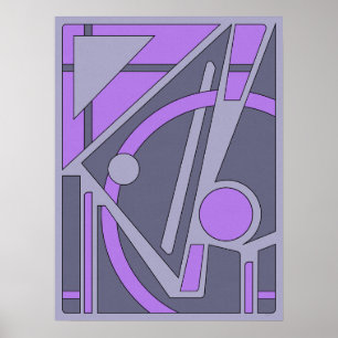 Geometrisch Abstract in lavendel en grijs Poster