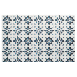 Geometrisch Abstract Ontwerp in Blauwe en Witte Sy Stof