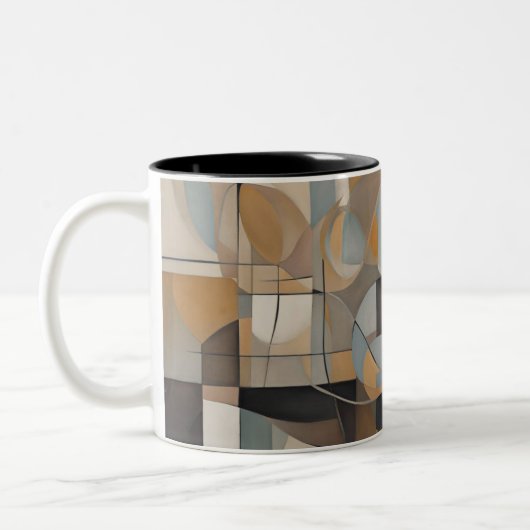 Geometrisch abstract ontworpen koffie-mok tweekleurige koffiemok (Links)