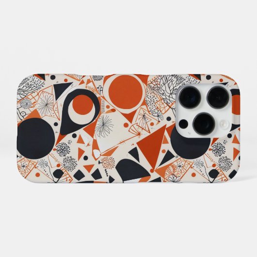 Geometrisch abstract patroon in koraal, rood & ivo iPhone hoesje (Achterkant horizontaal)