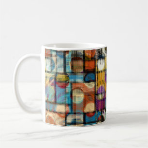 Geometrisch abstract patroon in laag-poly pixelkun koffiemok