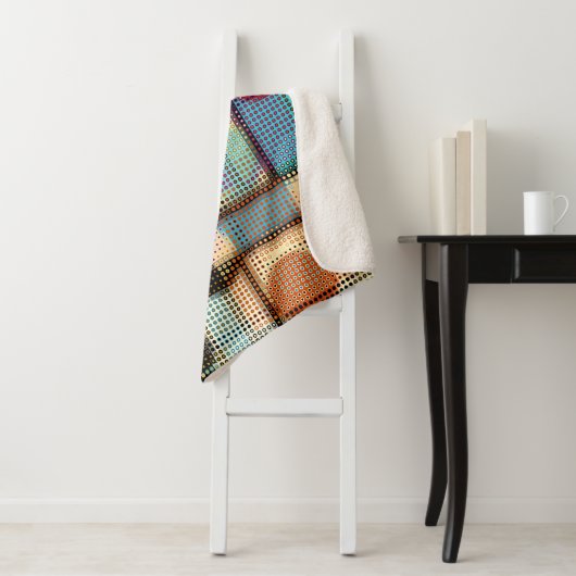 Geometrisch abstract patroon in laag-poly pixelkun sherpa deken (In situ)