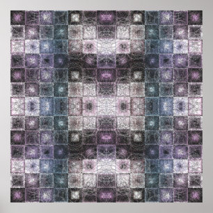 Geometrisch abstract patroon met draadframe kubuss poster