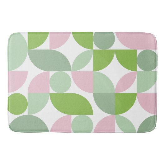 Geometrisch Abstract patroon roze en groen Badmat (Voorkant)