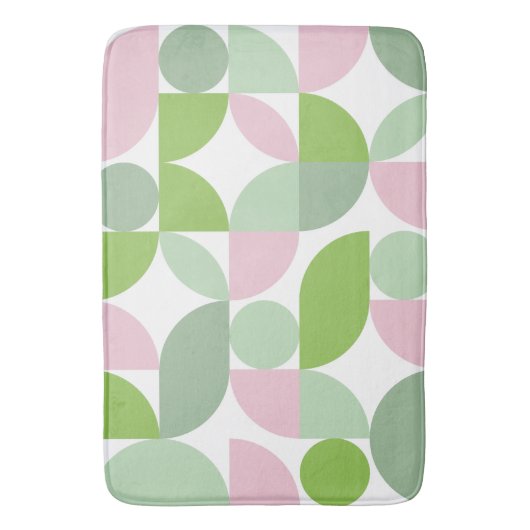 Geometrisch Abstract patroon roze en groen Badmat (Voorkant Verticaal)