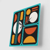 Geometrisch Abstract Retro Art Turquoise Sinaasapp Vierkante Klok (Hoek)