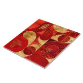 Geometrisch Abstract - Rode texturen en goud Tegeltje (Zijkant)