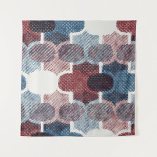Geometrisch Abstract rood blauw patroon Wandkleed