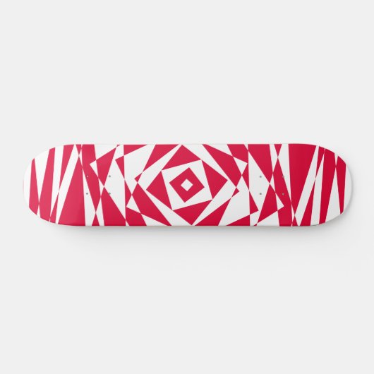 Geometrisch Abstract White & Red Illusion Skateboa Skateboard (Horizontaal)
