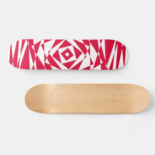 Geometrisch Abstract White & Red Illusion Skateboa Skateboard (Horizontaal)