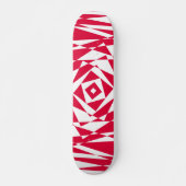 Geometrisch Abstract White & Red Illusion Skateboa Skateboard (Voorkant)