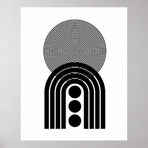 Geometrisch Abstract Zwart Mid Century Contemporar Poster