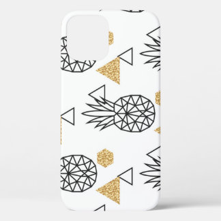 Geometrisch ananas gouden Stippen patroon. iPhone 12 Hoesje