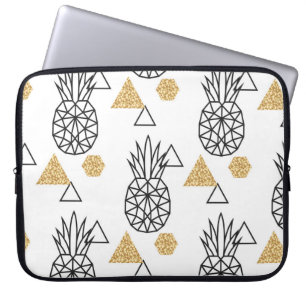 Geometrisch ananas gouden Stippen patroon. Laptop Sleeve