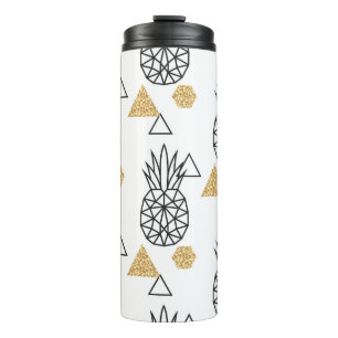 Geometrisch ananas gouden Stippen patroon. Thermosbeker