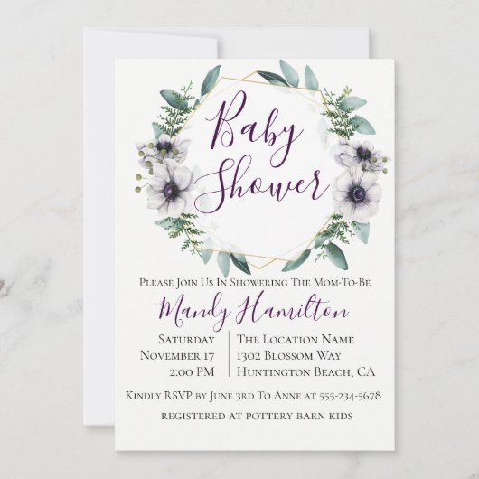 Geometrisch anemoon eucalyptus Baby shower Kaart (Voorkant)