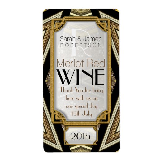 geometrisch+ArtDeco+Steampunk Wine Fleslabels Etiket (Voorkant)