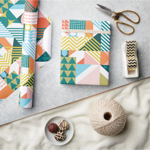 Geometrisch Bauhaus Patroon Scandi Mozaïek Cadeaupapier