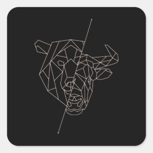 Geometrisch Beer Bull Vierkante Sticker