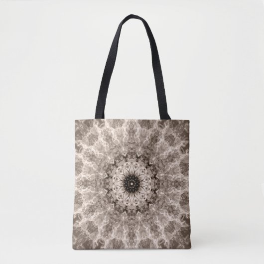 geometrisch, beige, bruin, mandala draagtas (Voorkant)