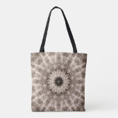 geometrisch, beige, bruin, mandala draagtas (Achterkant)