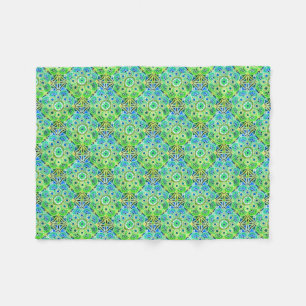 Geometrisch blauw groen en tan Fleece Deken