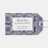  Geometrisch Blauw-heuppatroon Cadeaulabel (Voorkant (Horizontaal))