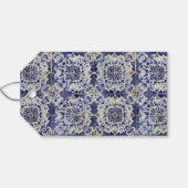  Geometrisch Blauw-heuppatroon Cadeaulabel (Achterkant Horizontaal)