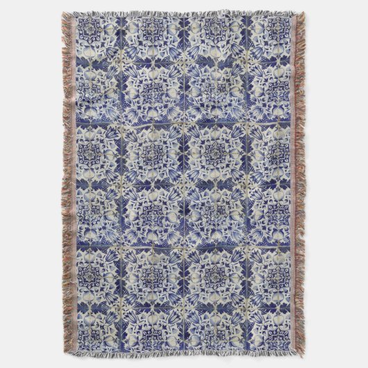 Geometrisch Blauw-heuppatroon Deken (Voorkant Verticaal)