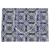 Geometrisch Blauw-heuppatroon Groot Cadeauzakje (Voorkant)