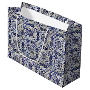 Geometrisch Blauw-heuppatroon Groot Cadeauzakje