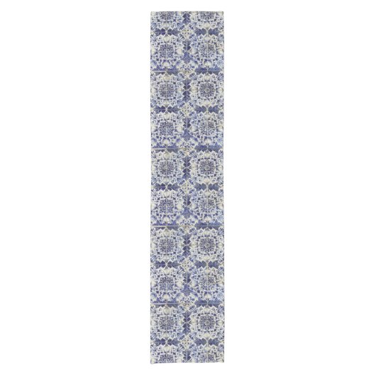 Geometrisch Blauw-heuppatroon Korte Tafelloper (Voorkant)