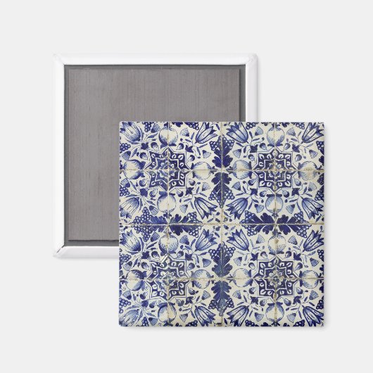 Geometrisch Blauw-heuppatroon Magneet (Voorkant / Achterkant)