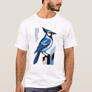 Geometrisch blauw Jay Bird T-shirt