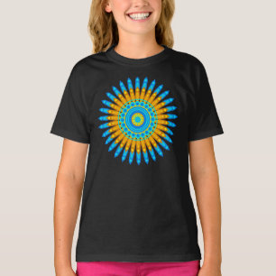Geometrisch blauw Sinaasappel Mandala Design-68567 T-shirt