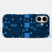 Geometrisch blauw vierkant patroon Case-Mate iPhone case (Achterkant (horizontaal))