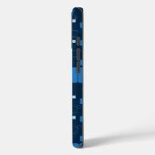 Geometrisch blauw vierkant patroon Case-Mate iPhone case (Achterkant / Links)