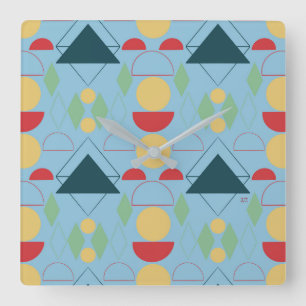 Geometrisch blauw vierkante klok
