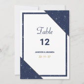 Geometrisch blauw wit goud glitter Tafelnummers (Voorkant)