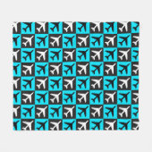Geometrisch Blauw Zwart Luchtvaart Jets Vliegtuig Fleece Deken (Voorkant (Horizontaal))