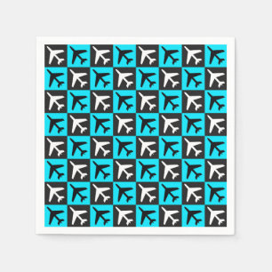 Geometrisch Blauw Zwart Luchtvaart Jets Vliegtuig Servet
