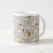 Geometrisch Blauwgroen en blauw patroon Extra Grote Beker (Voorkant rechts)