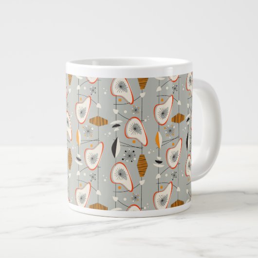 Geometrisch Blauwgroen en blauw patroon Extra Grote Beker (Voorkant rechts)