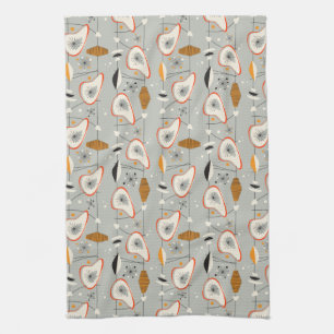 Geometrisch Blauwgroen en blauw patroon Theedoek