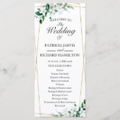 Geometrisch Bloemen Groen Huwelijksceremonie Progr Programma (Voorkant)